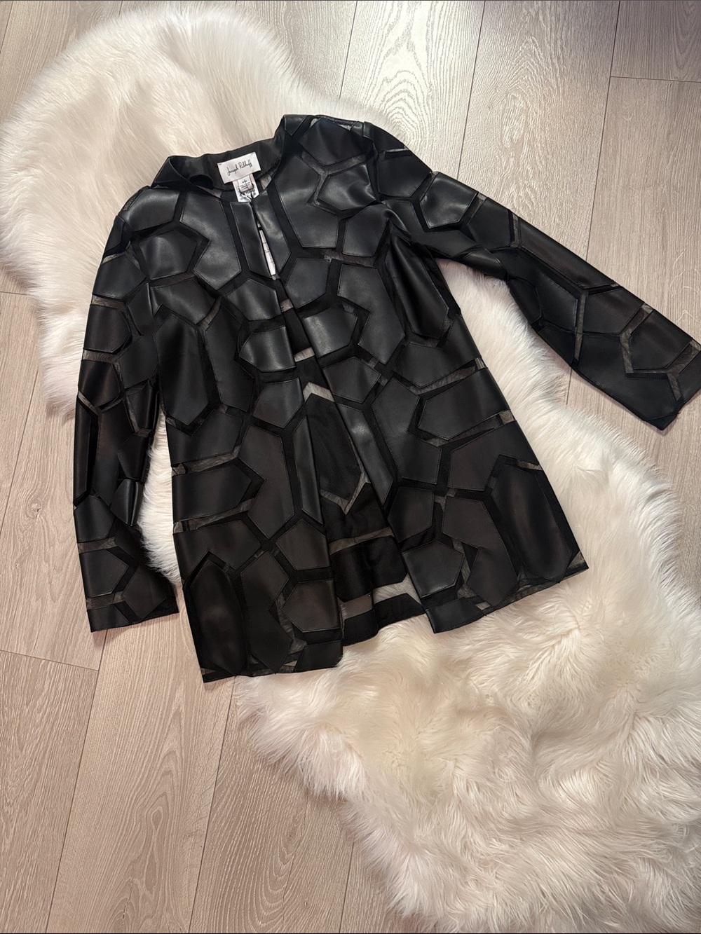 JOSEPH RIBBKOFF  Black Sheer Geometric Statement Jacket NWT